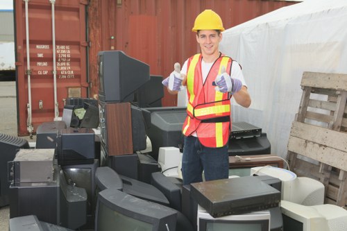 A skip being delivered to a construction site in Crouch End