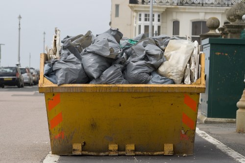 Close-up of a secure, enclosed skip with a locking mechanism