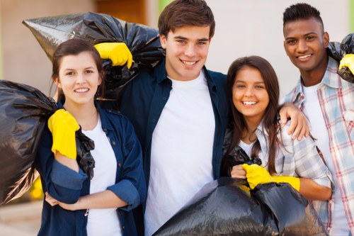 Professional rubbish removal team in action